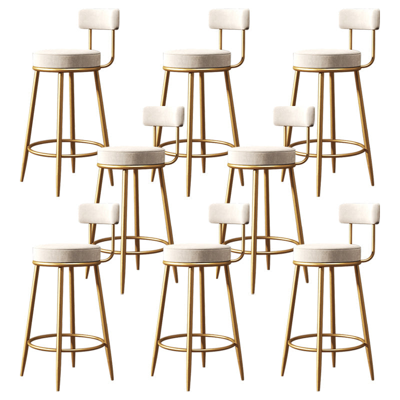 Nordic Backrest Armless Counter Stool Iron Bar Stool with Footrest and Cushion
