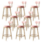 Nordic Backrest Armless Counter Stool Iron Bar Stool with Footrest and Cushion