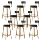 Nordic Backrest Armless Counter Stool Iron Bar Stool with Footrest and Cushion