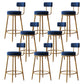 Nordic Backrest Armless Counter Stool Iron Bar Stool with Footrest and Cushion