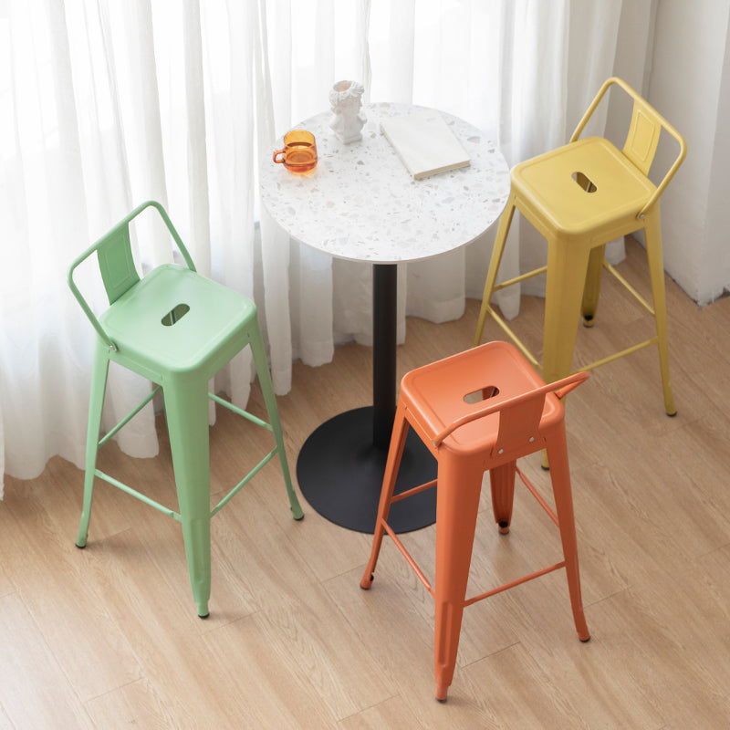 Nordic Armless Backrest Counter Stool Iron Cafe Bar Stool with Seat and Pedal