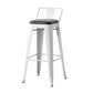Nordic Armless Backrest Counter Stool Iron Cafe Bar Stool with Seat and Pedal