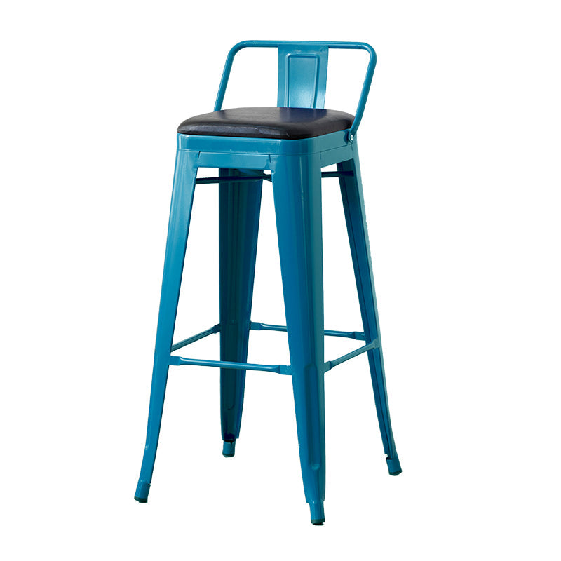 Nordic Armless Backrest Counter Stool Iron Cafe Bar Stool with Seat and Pedal