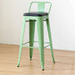 Nordic Armless Backrest Counter Stool Iron Cafe Bar Stool with Seat and Pedal