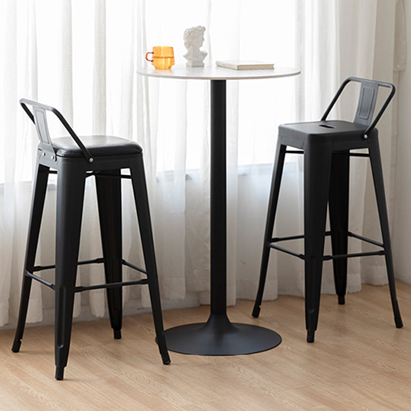 Nordic Armless Backrest Counter Stool Iron Cafe Bar Stool with Seat and Pedal