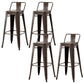 Nordic Armless Backrest Counter Stool Iron Cafe Bar Stool with Seat and Pedal