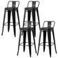 Nordic Armless Backrest Counter Stool Iron Cafe Bar Stool with Seat and Pedal