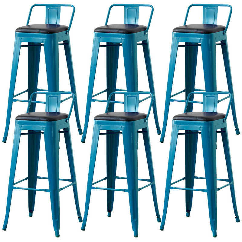 Nordic Armless Backrest Counter Stool Iron Cafe Bar Stool with Seat and Pedal