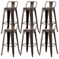 Nordic Armless Backrest Counter Stool Iron Cafe Bar Stool with Seat and Pedal