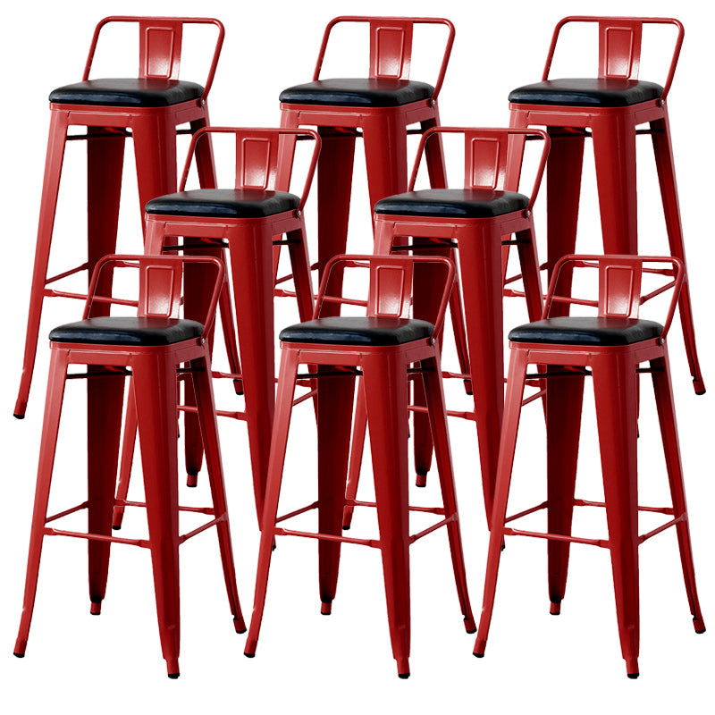 Nordic Armless Backrest Counter Stool Iron Cafe Bar Stool with Seat and Pedal