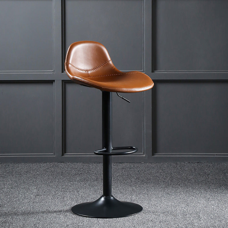 Modern Adjustable Height Barstool Faux Leather Swivel Bar Stools Brown 1 Piece Clearhalo 'Bar Furniture' 'Bar Stools' 'bar_stools' 'furn' 'furn_bar_stools' 'Furniture' 'Kitchen & Dining Furniture' 6095125