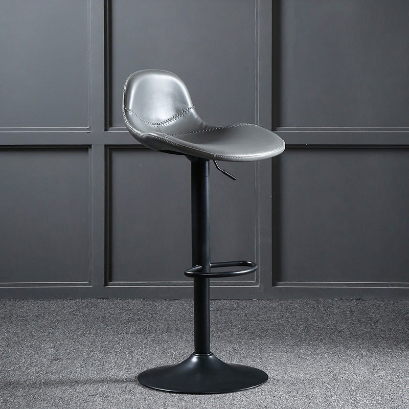 Modern Adjustable Height Barstool Faux Leather Swivel Bar Stools Grey 1 Piece Clearhalo 'Bar Furniture' 'Bar Stools' 'bar_stools' 'furn' 'furn_bar_stools' 'Furniture' 'Kitchen & Dining Furniture' 6095126