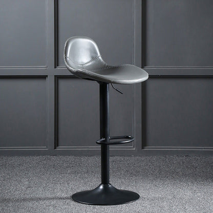 Modern Adjustable Height Barstool Faux Leather Swivel Bar Stools Grey 1 Piece Clearhalo 'Bar Furniture' 'Bar Stools' 'bar_stools' 'furn' 'furn_bar_stools' 'Furniture' 'Kitchen & Dining Furniture' 6095126