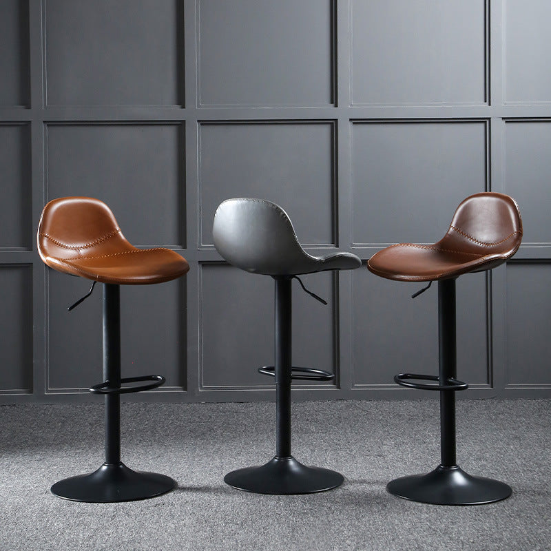 Modern Adjustable Height Barstool Faux Leather Swivel Bar Stools Clearhalo 'Bar Furniture' 'Bar Stools' 'bar_stools' 'furn' 'furn_bar_stools' 'Furniture' 'Kitchen & Dining Furniture' 6095127