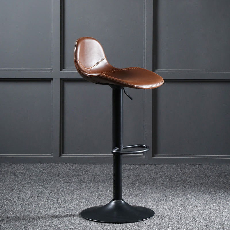 Modern Adjustable Height Barstool Faux Leather Swivel Bar Stools Dark Brown 1 Piece Clearhalo 'Bar Furniture' 'Bar Stools' 'bar_stools' 'furn' 'furn_bar_stools' 'Furniture' 'Kitchen & Dining Furniture' 6095129