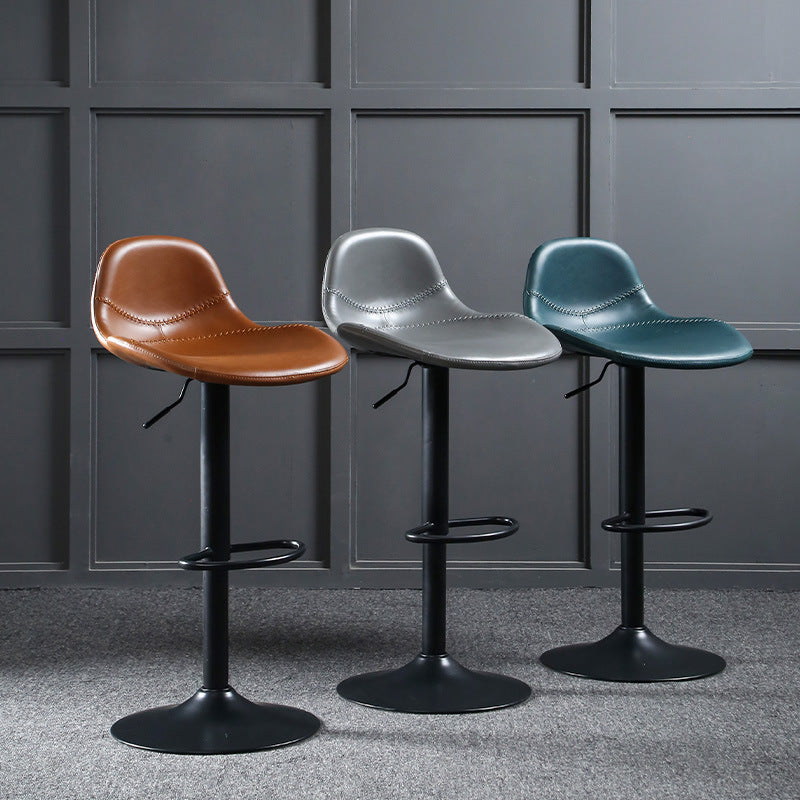 Modern Adjustable Height Barstool Faux Leather Swivel Bar Stools Clearhalo 'Bar Furniture' 'Bar Stools' 'bar_stools' 'furn' 'furn_bar_stools' 'Furniture' 'Kitchen & Dining Furniture' 6095130