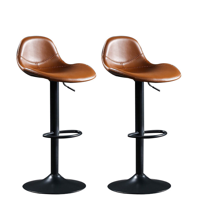 Modern Adjustable Height Barstool Faux Leather Swivel Bar Stools Brown 2 Piece Set Clearhalo 'Bar Furniture' 'Bar Stools' 'bar_stools' 'furn' 'furn_bar_stools' 'Furniture' 'Kitchen & Dining Furniture' 6095133