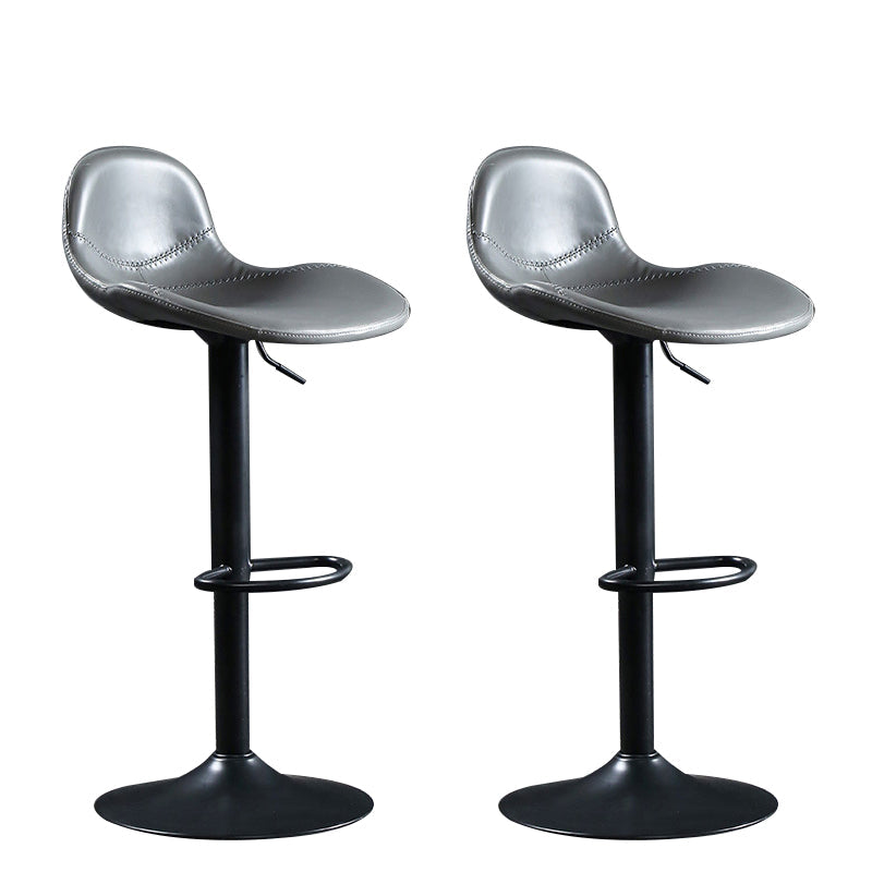 Modern Adjustable Height Barstool Faux Leather Swivel Bar Stools Grey 2 Piece Set Clearhalo 'Bar Furniture' 'Bar Stools' 'bar_stools' 'furn' 'furn_bar_stools' 'Furniture' 'Kitchen & Dining Furniture' 6095134