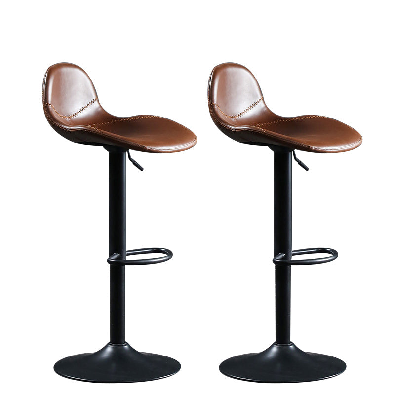 Modern Adjustable Height Barstool Faux Leather Swivel Bar Stools Dark Brown 2 Piece Set Clearhalo 'Bar Furniture' 'Bar Stools' 'bar_stools' 'furn' 'furn_bar_stools' 'Furniture' 'Kitchen & Dining Furniture' 6095137