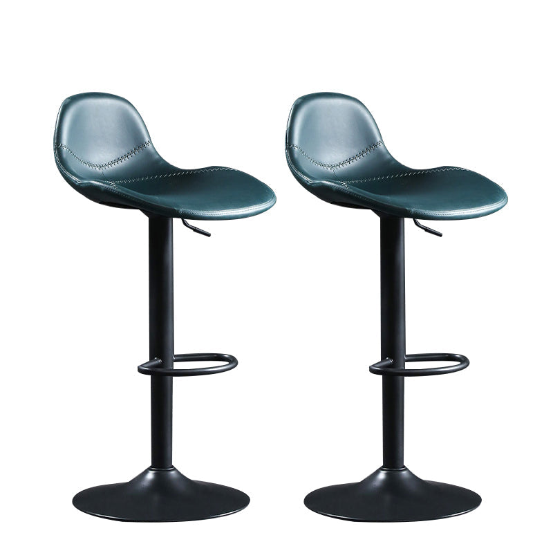 Modern Adjustable Height Barstool Faux Leather Swivel Bar Stools Blue 2 Piece Set Clearhalo 'Bar Furniture' 'Bar Stools' 'bar_stools' 'furn' 'furn_bar_stools' 'Furniture' 'Kitchen & Dining Furniture' 6095138