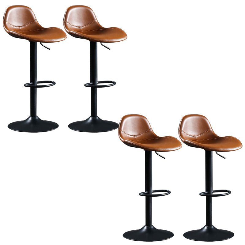 Modern Adjustable Height Barstool Faux Leather Swivel Bar Stools Brown 4 Piece Set Clearhalo 'Bar Furniture' 'Bar Stools' 'bar_stools' 'furn' 'furn_bar_stools' 'Furniture' 'Kitchen & Dining Furniture' 6095140