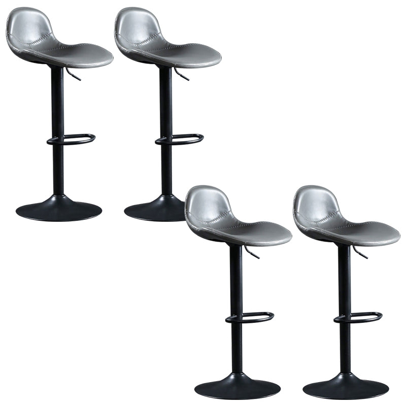Modern Adjustable Height Barstool Faux Leather Swivel Bar Stools Grey 4 Piece Set Clearhalo 'Bar Furniture' 'Bar Stools' 'bar_stools' 'furn' 'furn_bar_stools' 'Furniture' 'Kitchen & Dining Furniture' 6095143
