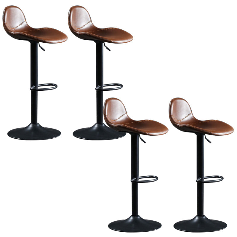 Modern Adjustable Height Barstool Faux Leather Swivel Bar Stools Dark Brown 4 Piece Set Clearhalo 'Bar Furniture' 'Bar Stools' 'bar_stools' 'furn' 'furn_bar_stools' 'Furniture' 'Kitchen & Dining Furniture' 6095145