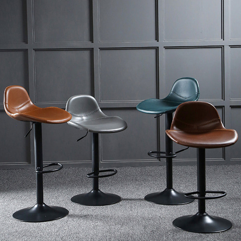 Modern Adjustable Height Barstool Faux Leather Swivel Bar Stools Clearhalo 'Bar Furniture' 'Bar Stools' 'bar_stools' 'furn' 'furn_bar_stools' 'Furniture' 'Kitchen & Dining Furniture' 6095146