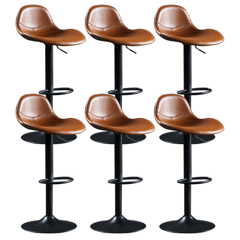Modern Adjustable Height Barstool Faux Leather Swivel Bar Stools Brown 6 Piece Set Clearhalo 'Bar Furniture' 'Bar Stools' 'bar_stools' 'furn' 'furn_bar_stools' 'Furniture' 'Kitchen & Dining Furniture' 6095149