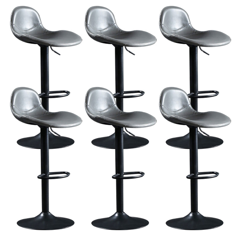 Modern Adjustable Height Barstool Faux Leather Swivel Bar Stools Grey 6 Piece Set Clearhalo 'Bar Furniture' 'Bar Stools' 'bar_stools' 'furn' 'furn_bar_stools' 'Furniture' 'Kitchen & Dining Furniture' 6095150