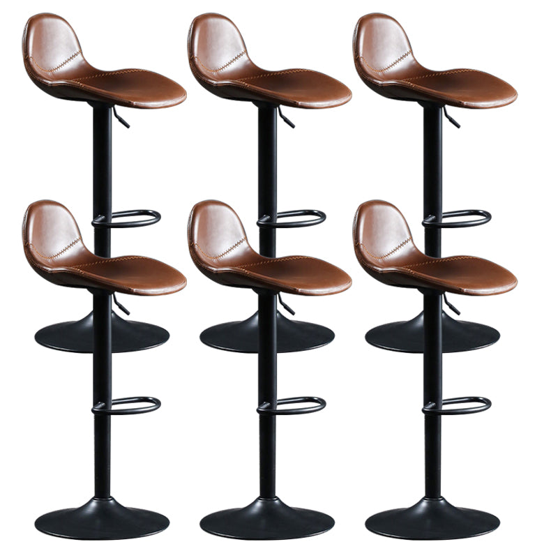 Modern Adjustable Height Barstool Faux Leather Swivel Bar Stools Dark Brown 6 Piece Set Clearhalo 'Bar Furniture' 'Bar Stools' 'bar_stools' 'furn' 'furn_bar_stools' 'Furniture' 'Kitchen & Dining Furniture' 6095151