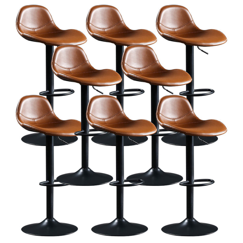 Modern Adjustable Height Barstool Faux Leather Swivel Bar Stools Brown 8 Piece Set Clearhalo 'Bar Furniture' 'Bar Stools' 'bar_stools' 'furn' 'furn_bar_stools' 'Furniture' 'Kitchen & Dining Furniture' 6095153