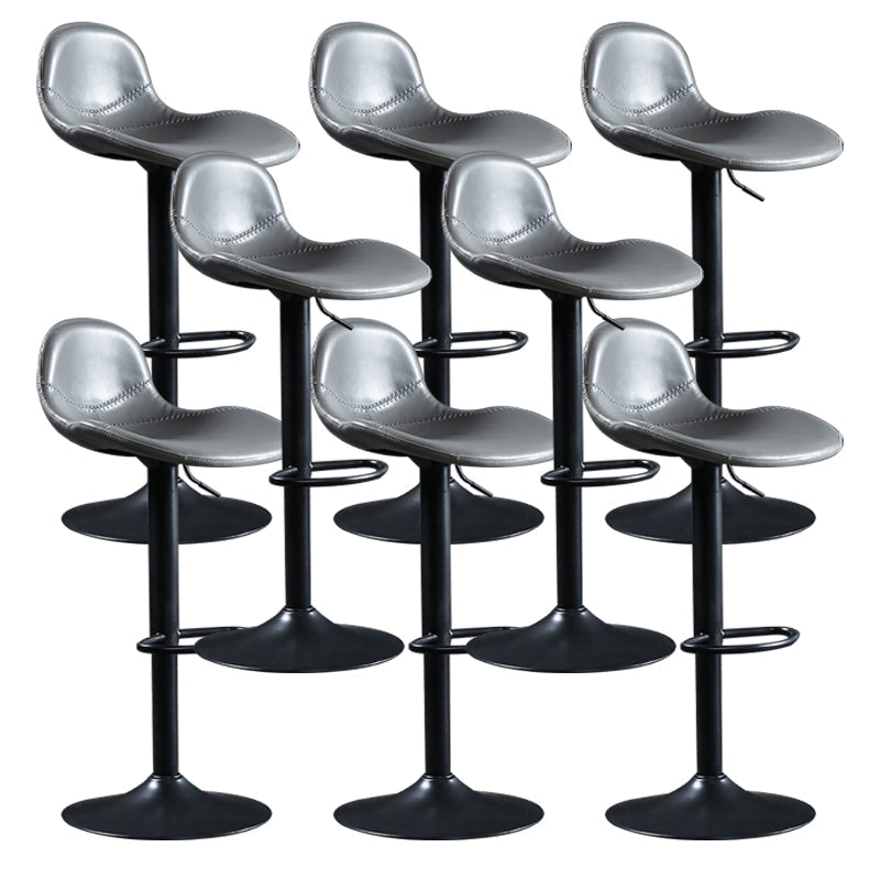 Modern Adjustable Height Barstool Faux Leather Swivel Bar Stools Grey 8 Piece Set Clearhalo 'Bar Furniture' 'Bar Stools' 'bar_stools' 'furn' 'furn_bar_stools' 'Furniture' 'Kitchen & Dining Furniture' 6095154
