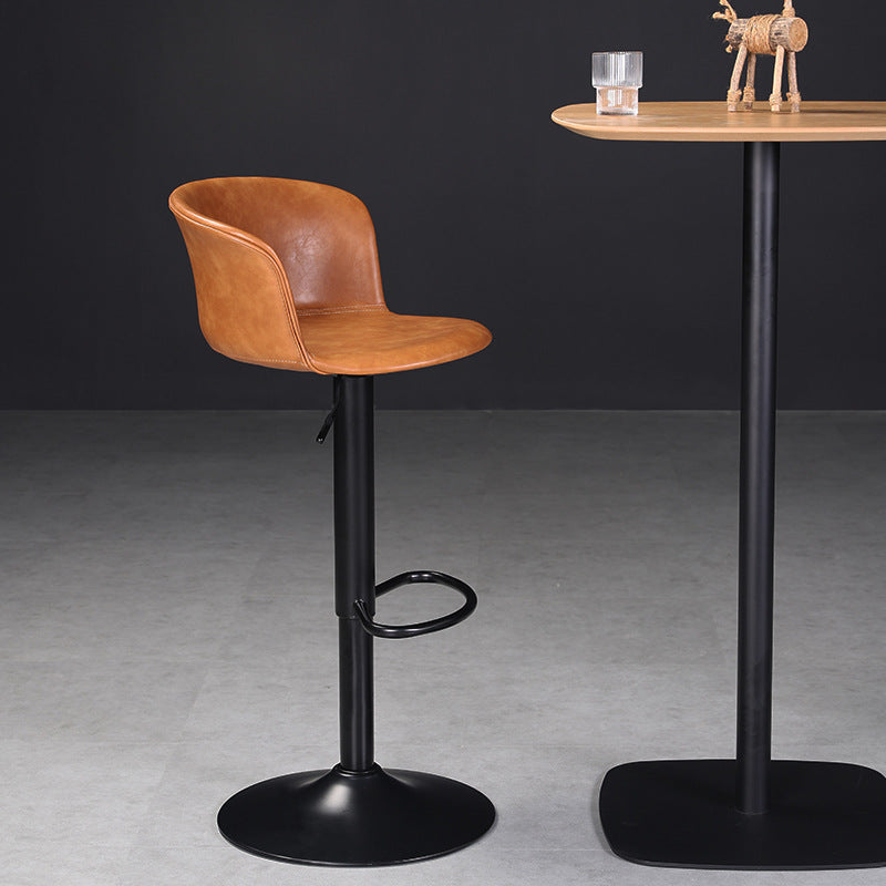 Contemporary Adjustable Height Barstool Faux Leather Swivel Barstool Clearhalo 'Bar Furniture' 'Bar Stools' 'bar_stools' 'furn' 'furn_bar_stools' 'Furniture' 'Kitchen & Dining Furniture' 6095213