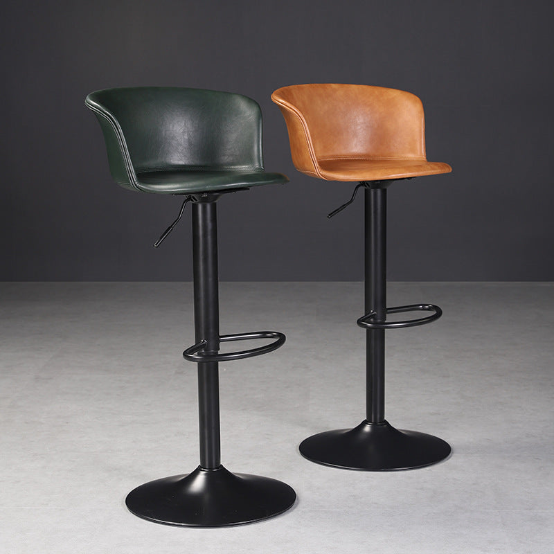 Contemporary Adjustable Height Barstool Faux Leather Swivel Barstool Clearhalo 'Bar Furniture' 'Bar Stools' 'bar_stools' 'furn' 'furn_bar_stools' 'Furniture' 'Kitchen & Dining Furniture' 6095214