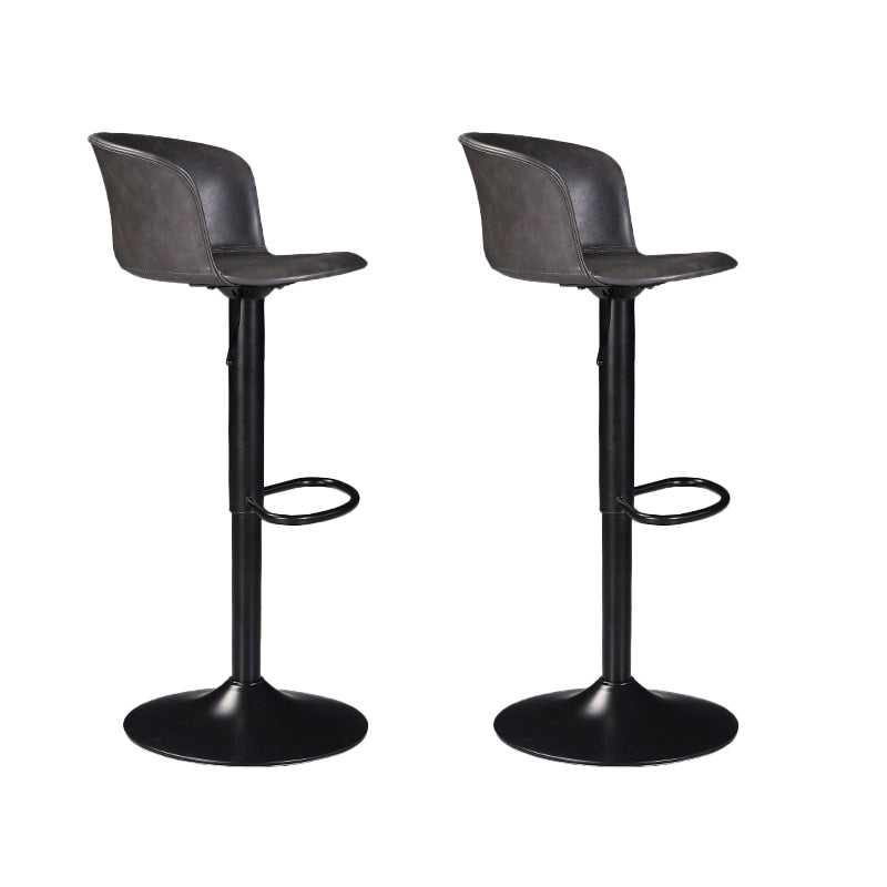 Contemporary Adjustable Height Barstool Faux Leather Swivel Barstool Black 2 Piece Set Clearhalo 'Bar Furniture' 'Bar Stools' 'bar_stools' 'furn' 'furn_bar_stools' 'Furniture' 'Kitchen & Dining Furniture' 6095217
