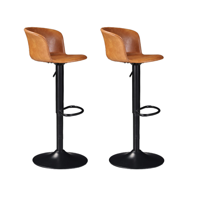 Contemporary Adjustable Height Barstool Faux Leather Swivel Barstool Brown 2 Piece Set Clearhalo 'Bar Furniture' 'Bar Stools' 'bar_stools' 'furn' 'furn_bar_stools' 'Furniture' 'Kitchen & Dining Furniture' 6095219