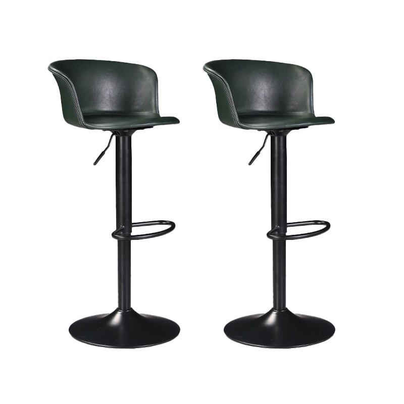 Contemporary Adjustable Height Barstool Faux Leather Swivel Barstool Blackish Green 2 Piece Set Clearhalo 'Bar Furniture' 'Bar Stools' 'bar_stools' 'furn' 'furn_bar_stools' 'Furniture' 'Kitchen & Dining Furniture' 6095224