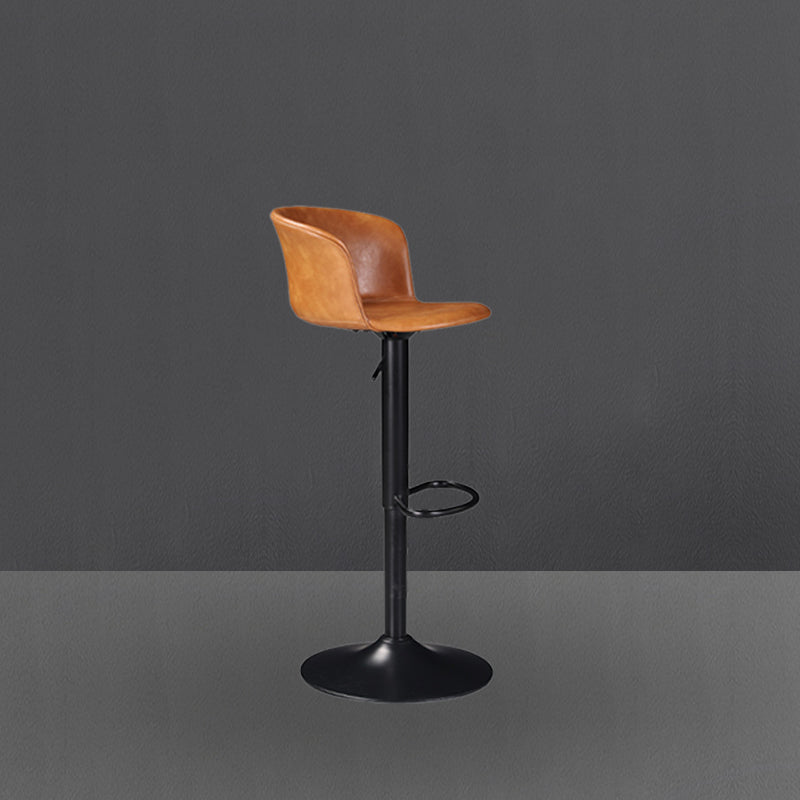 Contemporary Adjustable Height Barstool Faux Leather Swivel Barstool Clearhalo 'Bar Furniture' 'Bar Stools' 'bar_stools' 'furn' 'furn_bar_stools' 'Furniture' 'Kitchen & Dining Furniture' 6095225