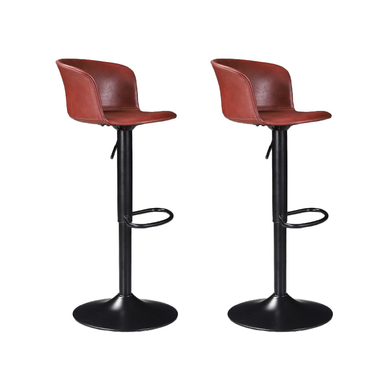 Contemporary Adjustable Height Barstool Faux Leather Swivel Barstool Burgundy 2 Piece Set Clearhalo 'Bar Furniture' 'Bar Stools' 'bar_stools' 'furn' 'furn_bar_stools' 'Furniture' 'Kitchen & Dining Furniture' 6095226