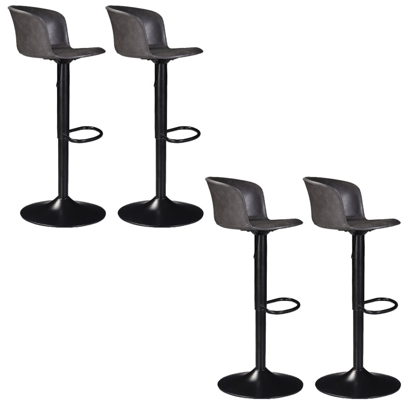 Contemporary Adjustable Height Barstool Faux Leather Swivel Barstool Black 4 Piece Set Clearhalo 'Bar Furniture' 'Bar Stools' 'bar_stools' 'furn' 'furn_bar_stools' 'Furniture' 'Kitchen & Dining Furniture' 6095227