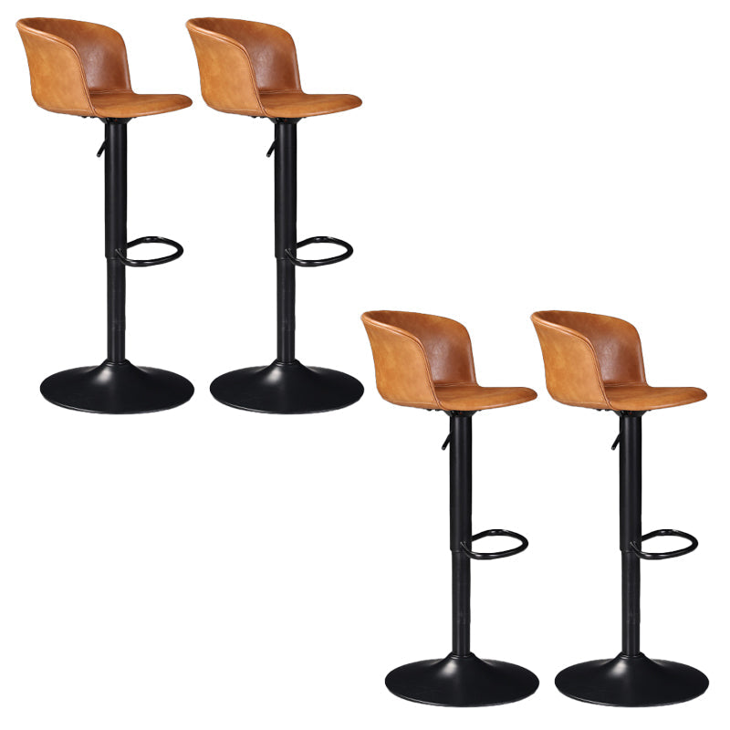 Contemporary Adjustable Height Barstool Faux Leather Swivel Barstool Brown 4 Piece Set Clearhalo 'Bar Furniture' 'Bar Stools' 'bar_stools' 'furn' 'furn_bar_stools' 'Furniture' 'Kitchen & Dining Furniture' 6095228