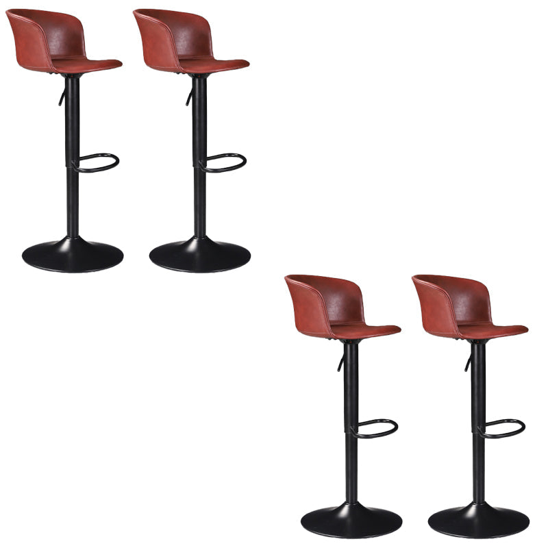 Contemporary Adjustable Height Barstool Faux Leather Swivel Barstool Burgundy 4 Piece Set Clearhalo 'Bar Furniture' 'Bar Stools' 'bar_stools' 'furn' 'furn_bar_stools' 'Furniture' 'Kitchen & Dining Furniture' 6095231