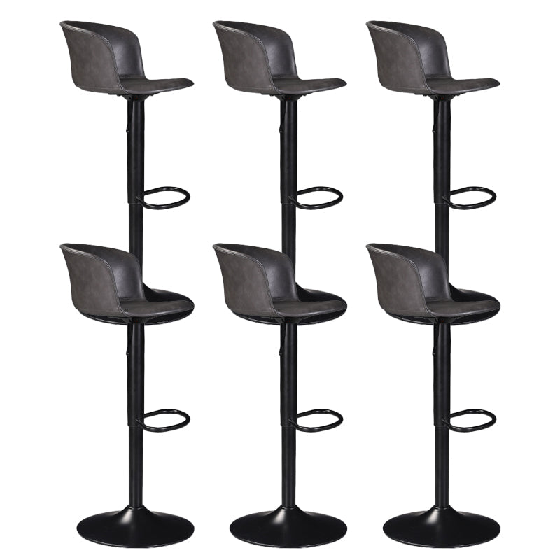 Contemporary Adjustable Height Barstool Faux Leather Swivel Barstool Black 6 Piece Set Clearhalo 'Bar Furniture' 'Bar Stools' 'bar_stools' 'furn' 'furn_bar_stools' 'Furniture' 'Kitchen & Dining Furniture' 6095232