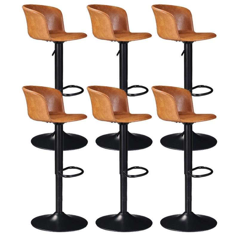 Contemporary Adjustable Height Barstool Faux Leather Swivel Barstool Brown 6 Piece Set Clearhalo 'Bar Furniture' 'Bar Stools' 'bar_stools' 'furn' 'furn_bar_stools' 'Furniture' 'Kitchen & Dining Furniture' 6095233