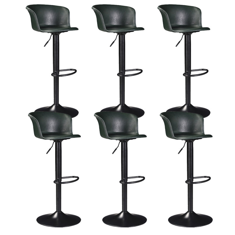 Contemporary Adjustable Height Barstool Faux Leather Swivel Barstool Blackish Green 6 Piece Set Clearhalo 'Bar Furniture' 'Bar Stools' 'bar_stools' 'furn' 'furn_bar_stools' 'Furniture' 'Kitchen & Dining Furniture' 6095235