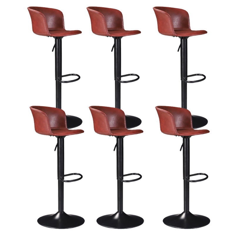 Contemporary Adjustable Height Barstool Faux Leather Swivel Barstool Burgundy 6 Piece Set Clearhalo 'Bar Furniture' 'Bar Stools' 'bar_stools' 'furn' 'furn_bar_stools' 'Furniture' 'Kitchen & Dining Furniture' 6095236