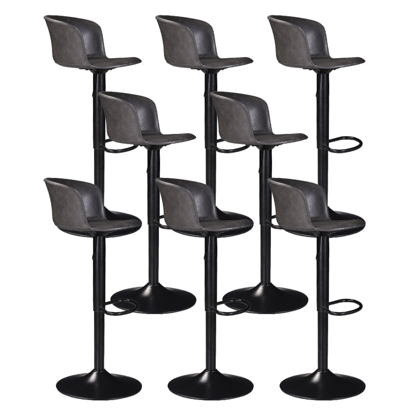 Contemporary Adjustable Height Barstool Faux Leather Swivel Barstool Black 8 Piece Set Clearhalo 'Bar Furniture' 'Bar Stools' 'bar_stools' 'furn' 'furn_bar_stools' 'Furniture' 'Kitchen & Dining Furniture' 6095237