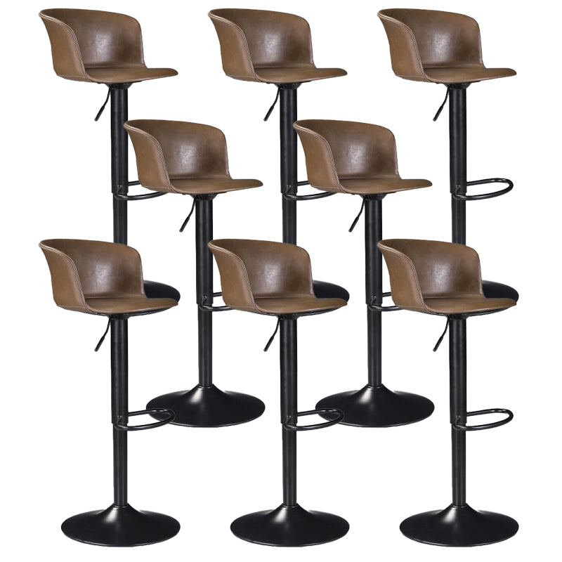 Contemporary Adjustable Height Barstool Faux Leather Swivel Barstool Brown 8 Piece Set Clearhalo 'Bar Furniture' 'Bar Stools' 'bar_stools' 'furn' 'furn_bar_stools' 'Furniture' 'Kitchen & Dining Furniture' 6095239