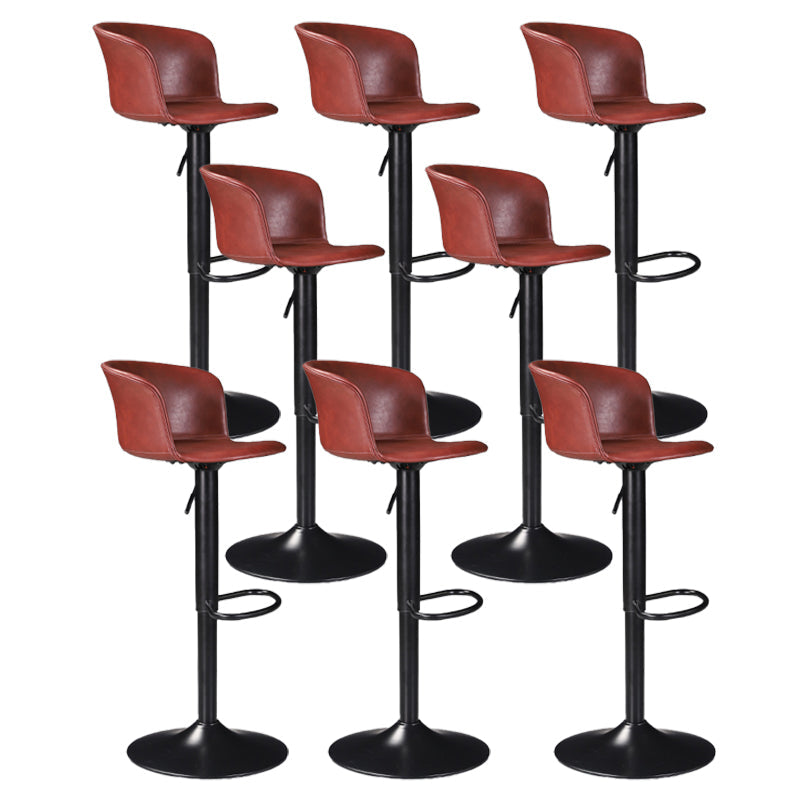 Contemporary Adjustable Height Barstool Faux Leather Swivel Barstool Burgundy 8 Piece Set Clearhalo 'Bar Furniture' 'Bar Stools' 'bar_stools' 'furn' 'furn_bar_stools' 'Furniture' 'Kitchen & Dining Furniture' 6095241